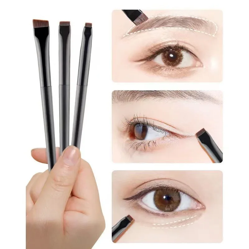 3pcs Precision Eyeliner Brush Set Fine Oblique Head Ultra-Thin Eyebrow & Eyeliner Brush Eye Shadow Brush for Makeup Tools
