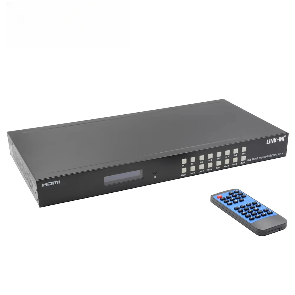 LINK-MI 8x8 Matrix Switcher With SPDIF Audio 4K@60Hz IR RS232 IP Or Web GUI Control Support 3D, HDR10 Matrix