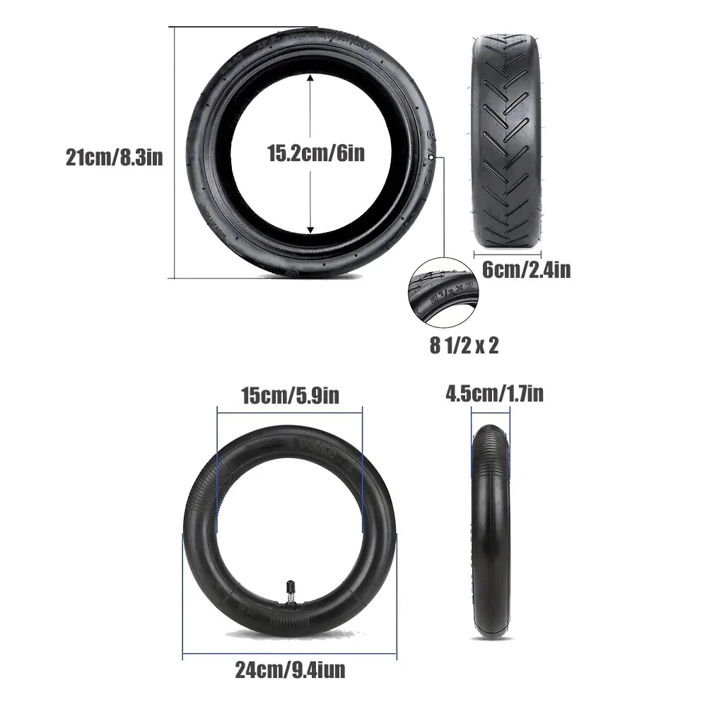 8.5" Outer Tire and Inner Tube for Xiaomi M365 Pro 2 Mi 1S Electric Scooter,Front Rear Wheel Replacement Inflatable Rubber Tires