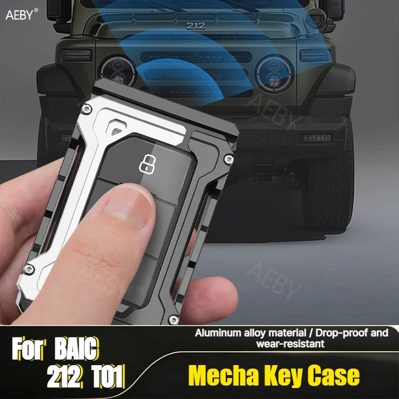 AEBY For BAIC 212 T01 Key Case Full Cover, Aluminum Alloy CNC, Shockproof Dustproof, Signal Friendly, Car Key Shell Holder