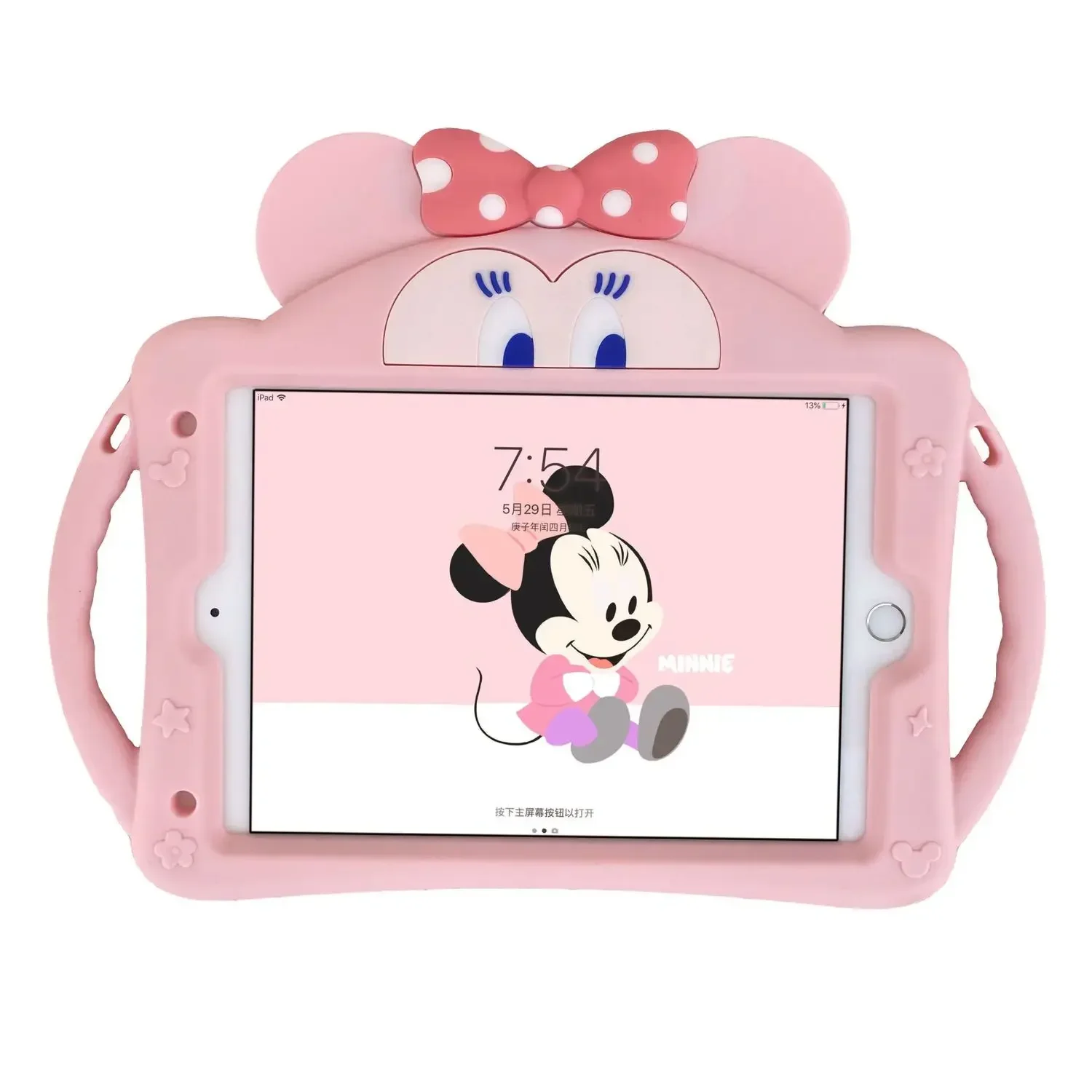 Disney Minnie Protective Case For iPad Pro 2021 8th 9th Gen 10.2 Mini 4 5 6 Air 4 5 10.9 Inch Kids Handle Stand Silicone Cover