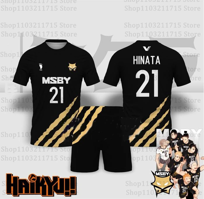 أنيمي Haikyuu Fukurodani Hinata تأثيري الرجال جيرسي مجموعات ثلاثية الأبعاد طباعة الاطفال قصيرة الأكمام تيز مجموعة تي شيرتات قصيرة للأطفال موضة جديدة المرأة بلايز البدلة