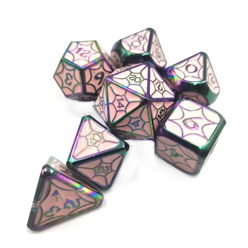 7Pcs Set Foreign Trade Explosion Metal Galaxy Dice Board Game Accessories Digital Dice