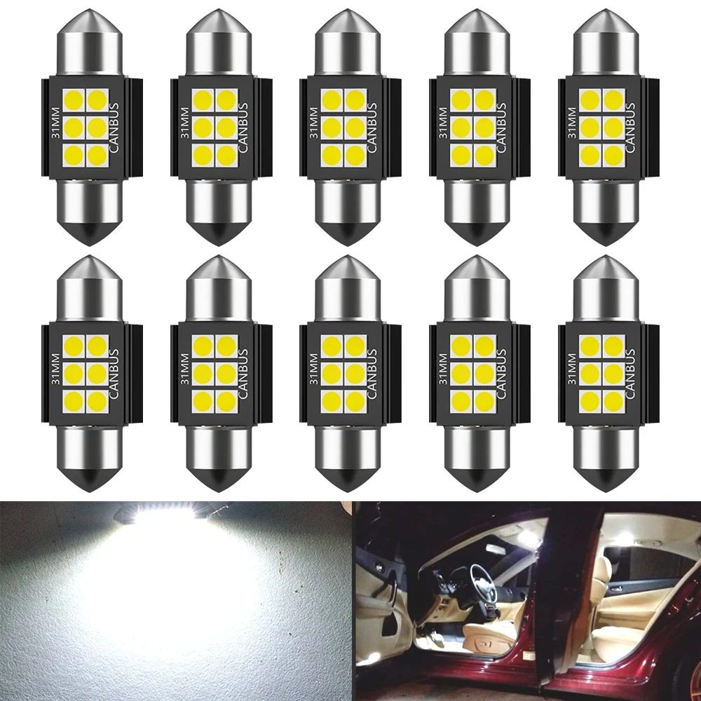 

2/10 шт. гирлянда 31/36/39/42 мм C10W C5W лампочки CANBUS 12 В 3030-6SMD 6000K белый лм купольный подсветка номерного знака для салона автомобиля