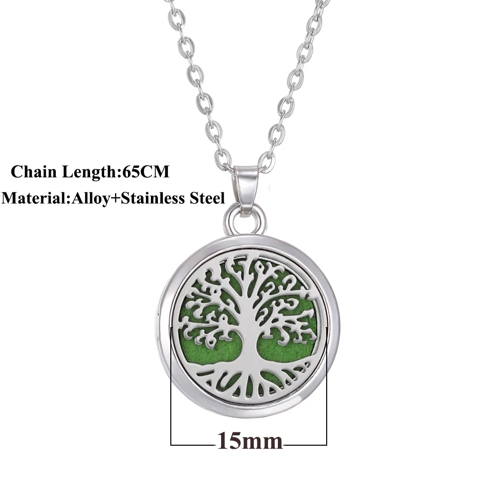 New Tree Of Life Aromatherapy Necklace Stainless Steel Essential Oil Diffuser Amulet Perfume Locket Pendant Women Jewelry Gift