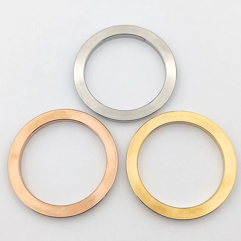 Lunette diamantée de 39,2 mm x 30,8 mm avec incrustation de verre métallique inclinée circulaire de haute qualité adaptée au remplacement du boîtier VK63 watcha ccessor