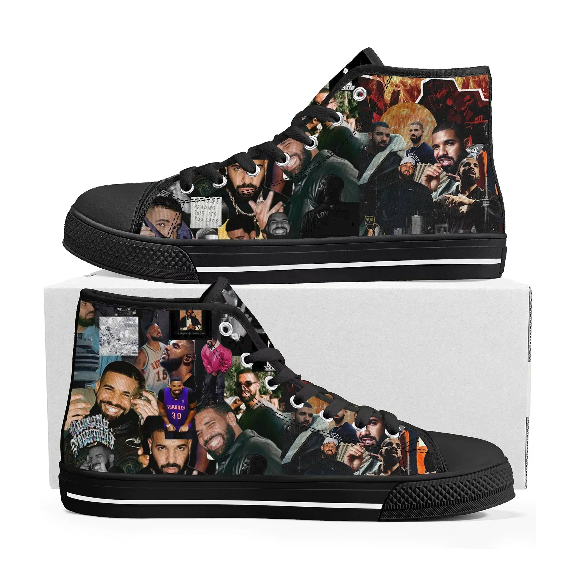Rapper Drake Drizzy High Top Sneakers Mens Womens High Quality Canvas Sneaker couple Casual Shoe Customize Shoes
