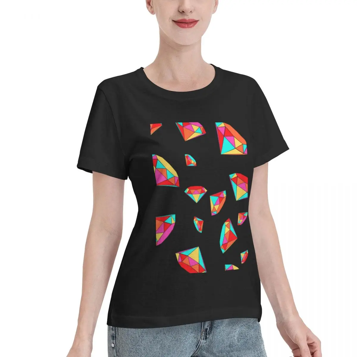 Limited Offer Bright Gemstone Women's T-shirt Harajuku 100% Cotton T Shirt