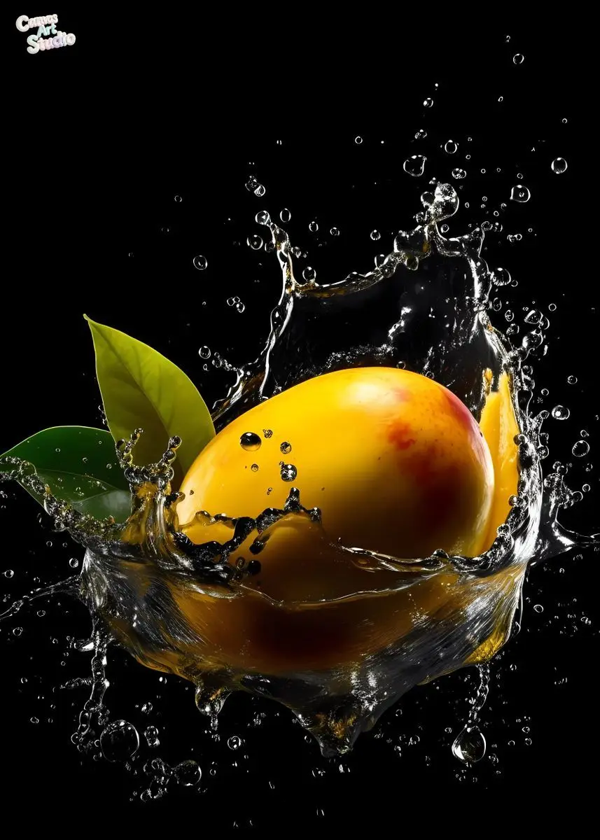 2026 Lemon Orange Mango Grapes Pear Fruits Water Splash Posters Prints Canvas Painting Wall Art Picture for Kitchen Living Home