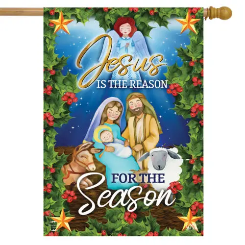 Jesus is the Reason Christmas House Flag Religious Nativity 28