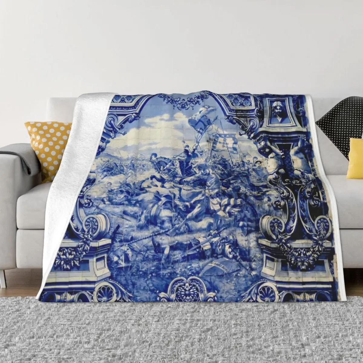 

Wall of Tiles - HD - A alla dos Namorados (Lover s place) - Porto Station (Portugal) Throw Blanket Bed linens