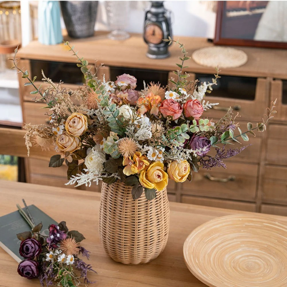 

16.5 Inch Artificial Rose Bud Hand-tied Bouquet for Home Wedding Decoration Photography Prop Table Photography Products