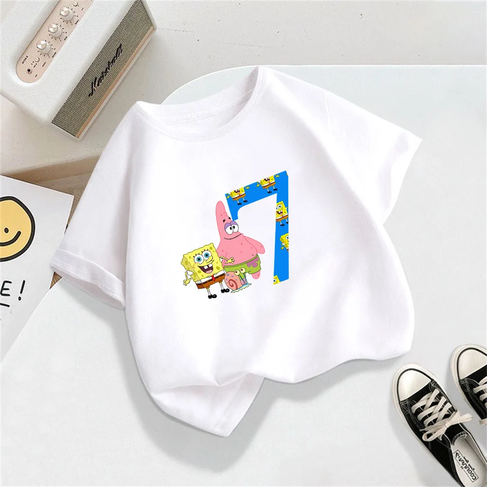 

Spongebob 2024 New Summer T-shirt Top, 1- 15th Birthday Gift, Lucky Numbers, Sports Fashion Casual Wear, Boys And Girls t shirt