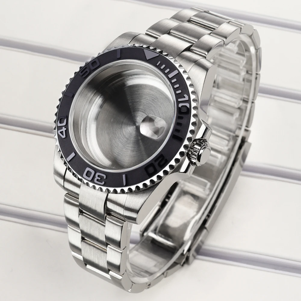 40mm NH35 Gehäuse Saphir für GMT SUB Yacht NH34 NH35 NH36 4R 7S Miyota8215 DG2813 ETA2824 Gebürstetes Oyster-Armband 2813 Uhrengehäuse – Detail 2
