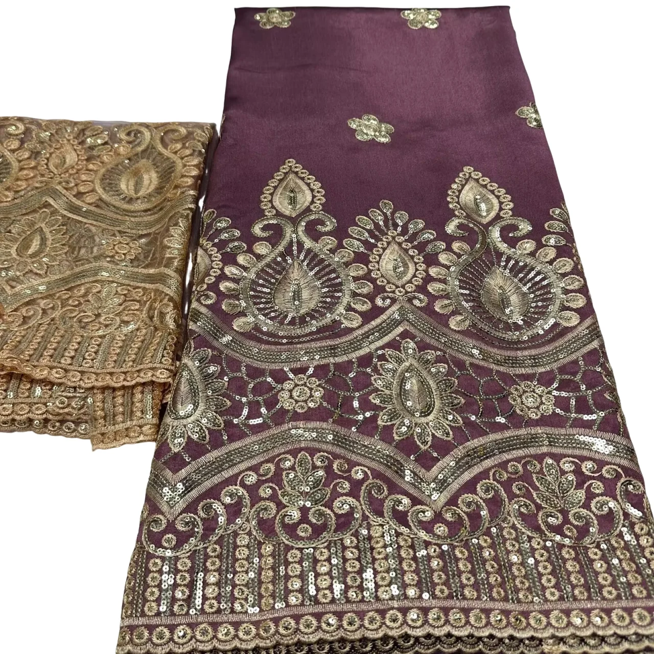 Nieuwe Pailletten George Kant 2025 Hoge Kwaliteit Indiase George Kant Stof Met Franse Netto Kant Stof Blouse Voor Trouwjurk 5 + 2 Yard