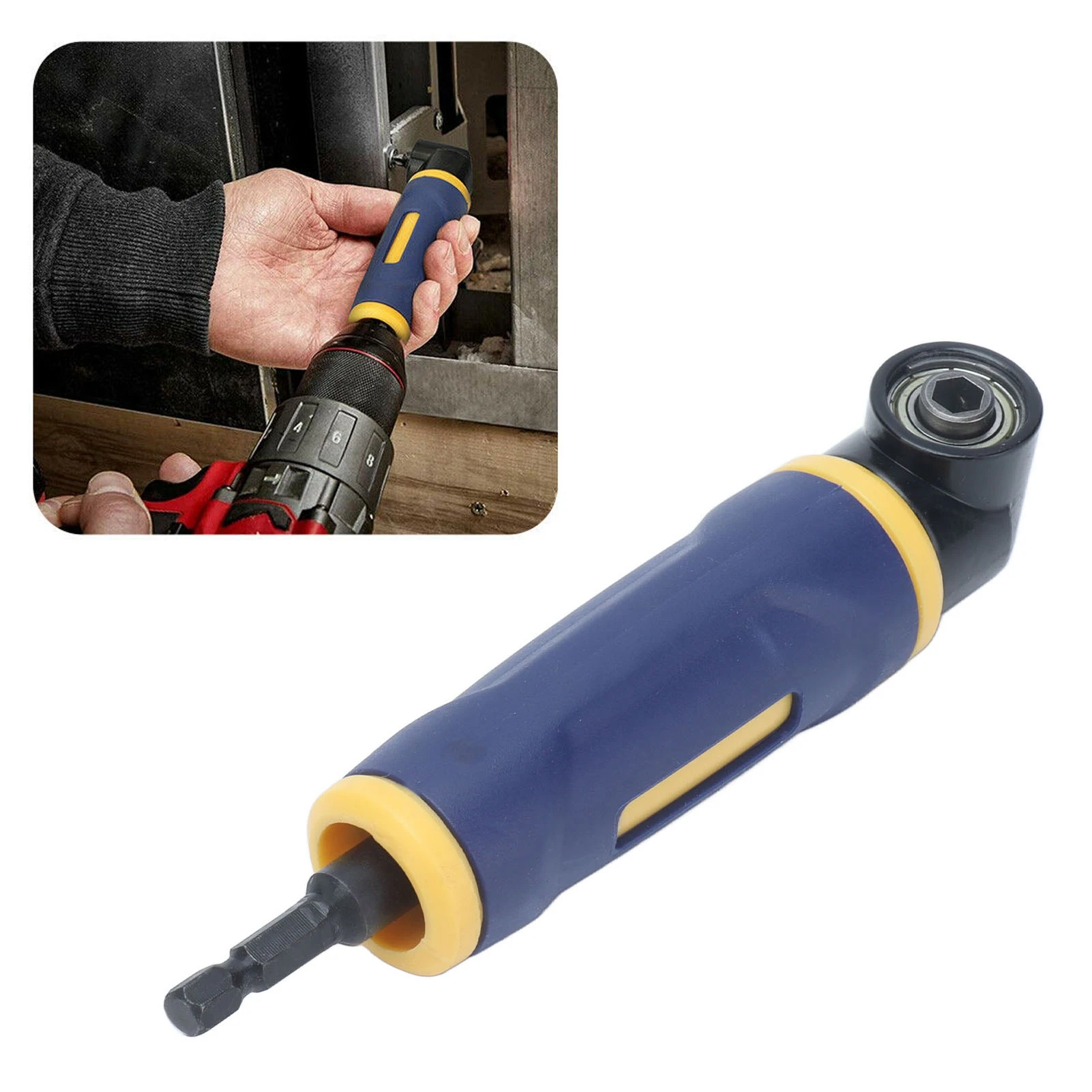 Right Angle Drill Adaptor 90 Degree Drills Attachment Extension Driver Ergonomic Handle for 1/4in Standard Hex Shank Drill Bits