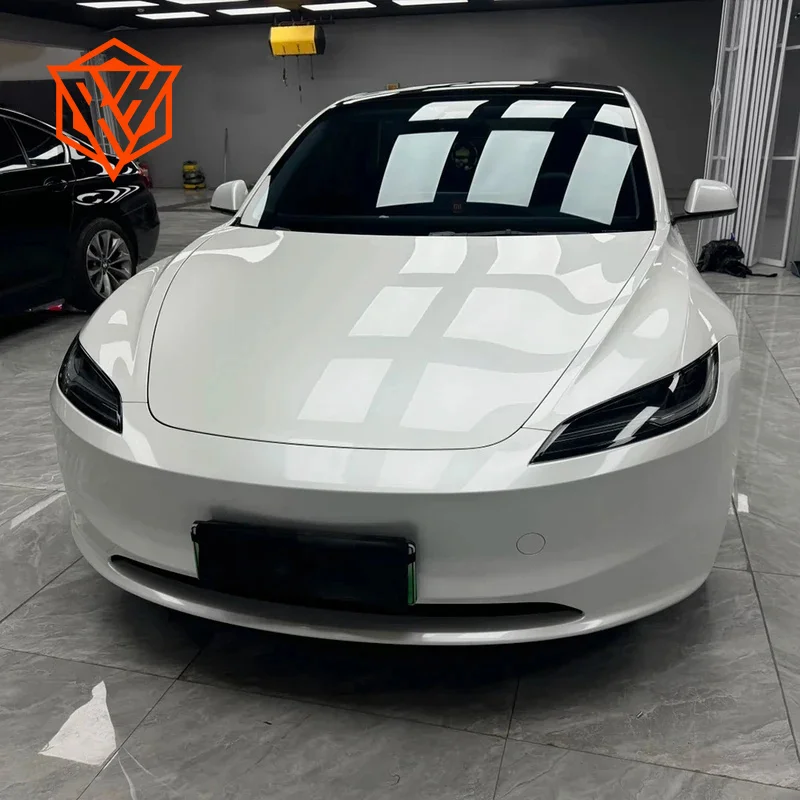 18mx152cm Premium Gloss Pearl Shell White Color Sticker Vinyl Wrap Film Roll Self Adhesive PET Decal Car Wrapping Film Scratch