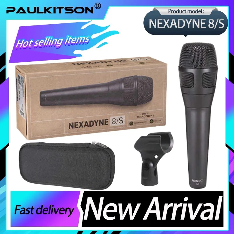 Paulkitson NXN8/S Professional Super-Cardioid Dynamic Microphone For Live Vocals Karaoke Performance Mic With Carrying Case