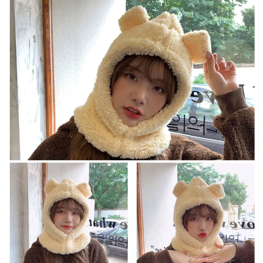 قبعة شتوية كاجوال على شكل أذن الدب تحافظ على الدفء لحماية الأذن، قبعة صغيرة سميكة للتزلج هدية