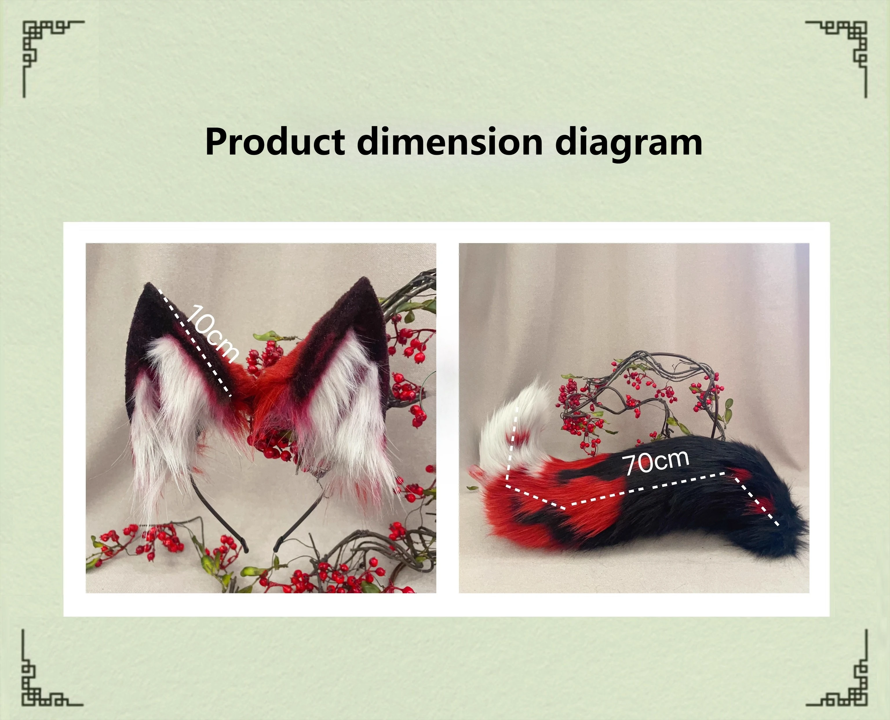 Neue handgemachte Arbeit Halloween Blut Wolf König Ohren Hairhoop Schwanz Set Anime DIY Kostüm Zubehör nach Maß Kopfbedeckung