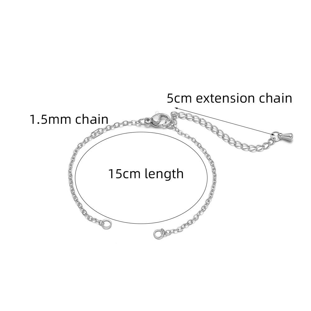 5pcs Stainless Steel Adjustable Bracelets for DIY Making