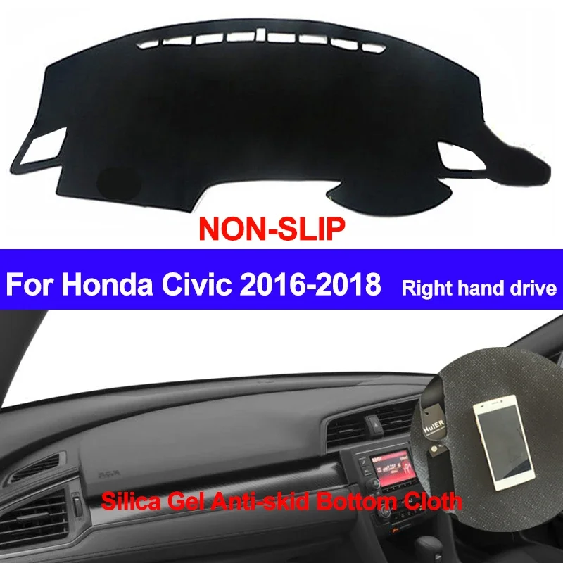 For Honda Civic VTi VTi-S VTi-L RS 2016 2017 2018 Car Protective Pad Dashboard Cover Silicone Non-Slip Mat Auto Sunshade