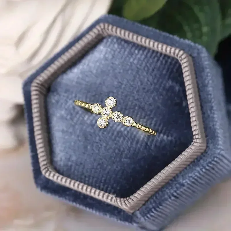 2026 New Minimalist Cross Ring for Women with Exquisite and Stylish Zircon Inlay, Wholesale of Minimalist First Accessories