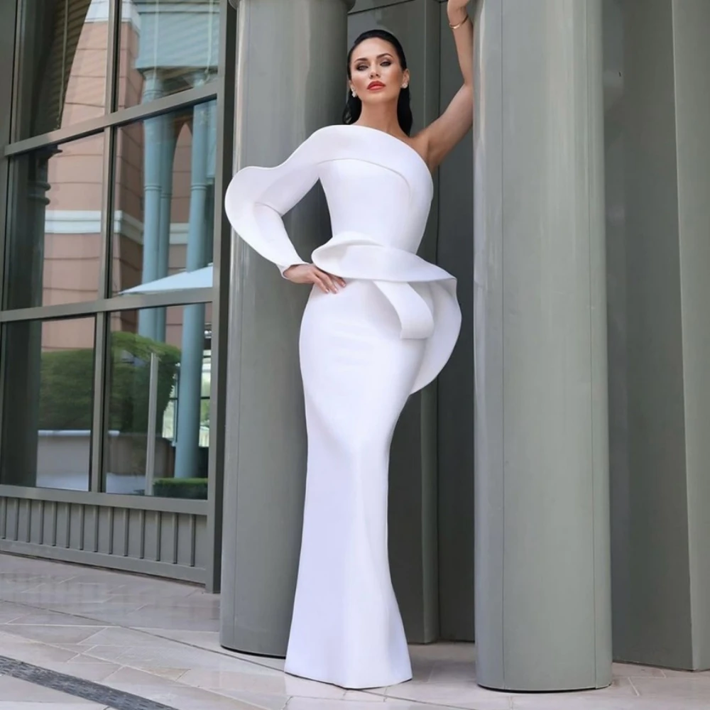 Customized Prom Gown Formal Saudi Arabia One-shoulder Column Floor Length Skirts Vertically Bespoke Occasion Dresses Evening Dre