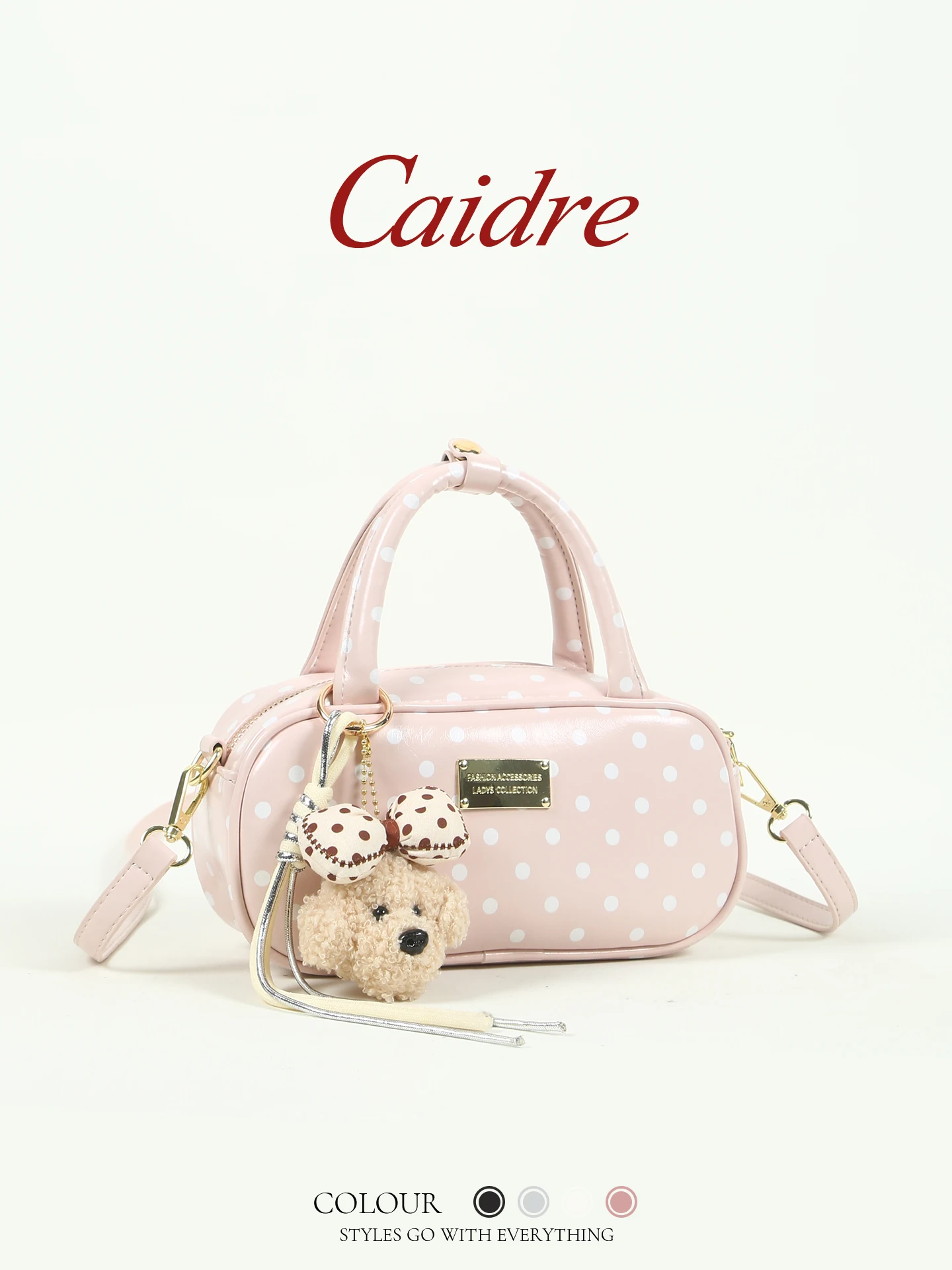 

Caidre Polka Dot Handbag Women's Birthday Gift Korean Style Bowling Bag Single Shoulder Crossbody Bag Youth PU Soft Handbag