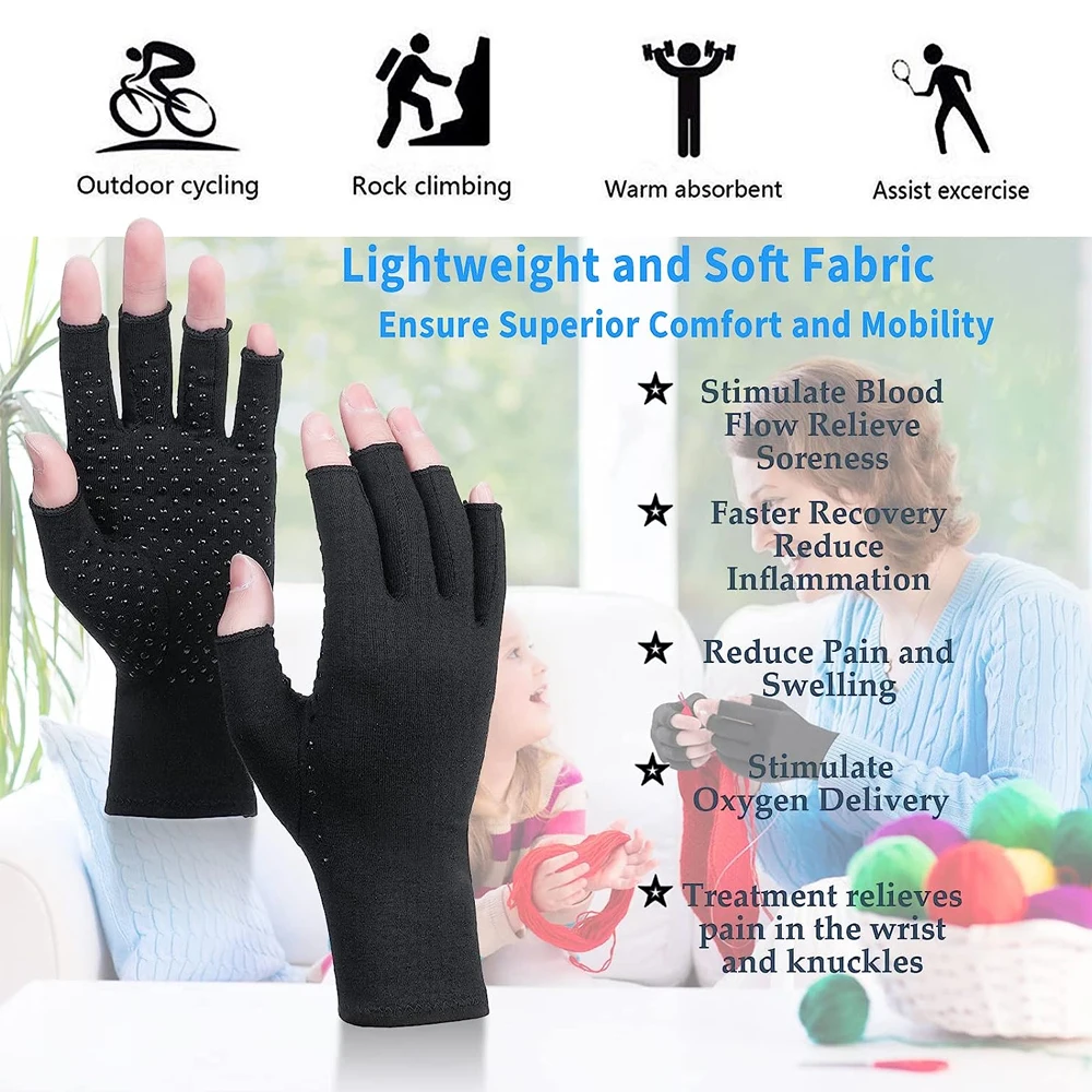 1Pair Anti Arthritis Health Compression Therapy Gloves Rheumatoid Hand Pain Wrist Rest Sports Glove for Women Men,Carpal Tunnel