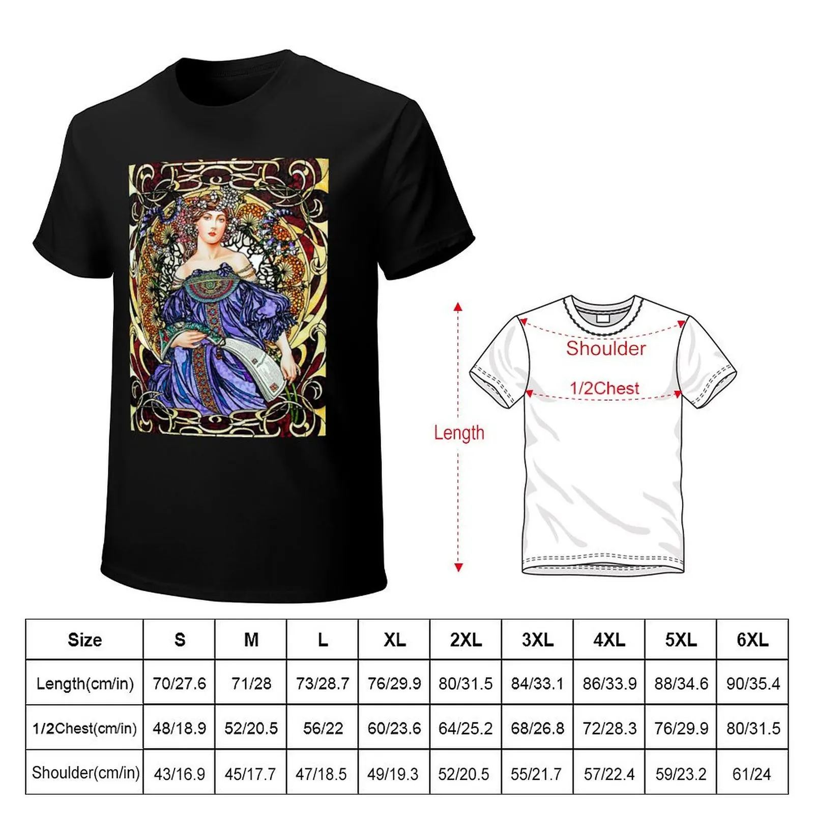 Vintage Alphonse Mucha - c1900 Art Nouveau T-Shirt blacks custom shirt Men's t-shirt