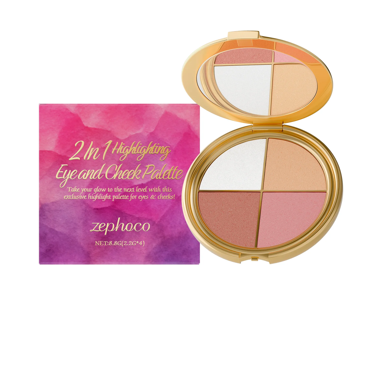 4-in-1 Blush Highlighter Palette Lidschatten Contouring Cream Gesicht Wange Aufhellung Rouge Pulver Multifunktions-Make-up-Palette