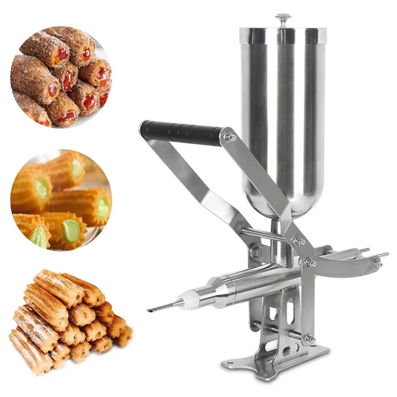 4.5L Manual Spanish Churros Machine Latin Fruit Machine Spanish Churro Maker Latin Fruit Snack Jam Cream Filling Machine