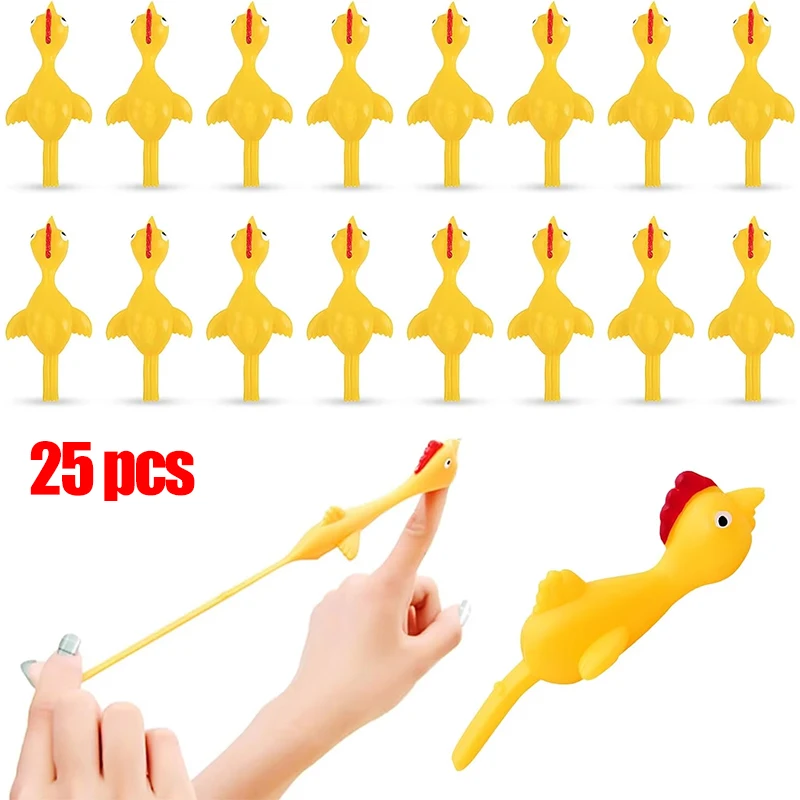 

25PCS Creative Catapult Turkey Release Stress Finger Catapult Toy TPR Sticky Unique Toys Slingshot Elastic Sticky Party Favors
