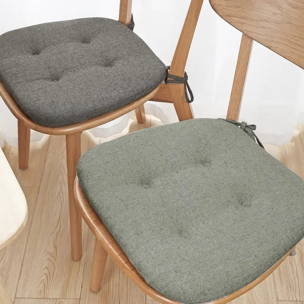 Universal Thickened Dining Chair Cushion Keep Warm Breathable Seat Pad Horseshoe Shape Cotton Linen Home Use Cushion All Season