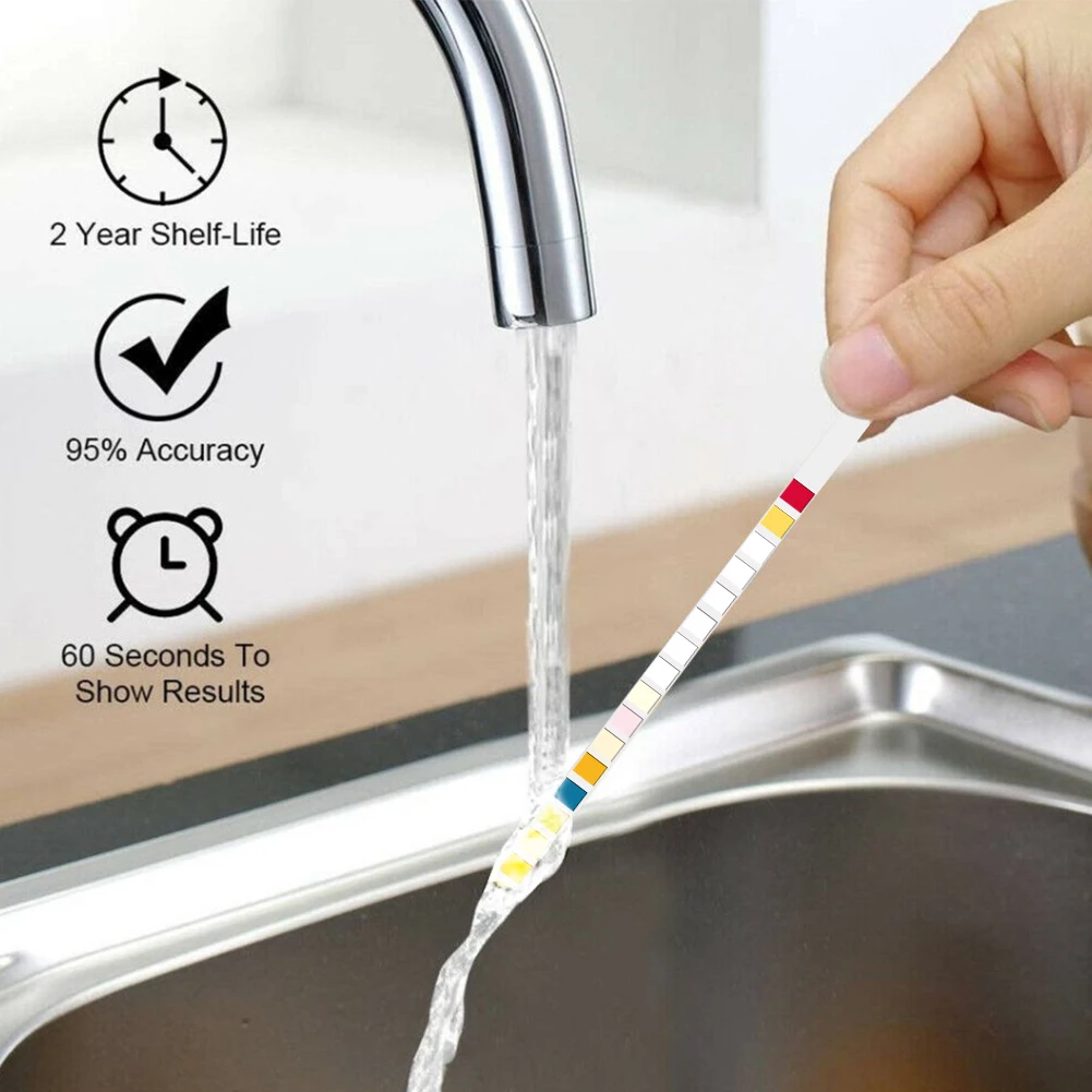 Yieryi 16 in 1 Water Test Strips 100pcs Accurate Hardness Testing pH Chlorine Meter for Pool Drinking Water Aquarium Spa Pond view 4