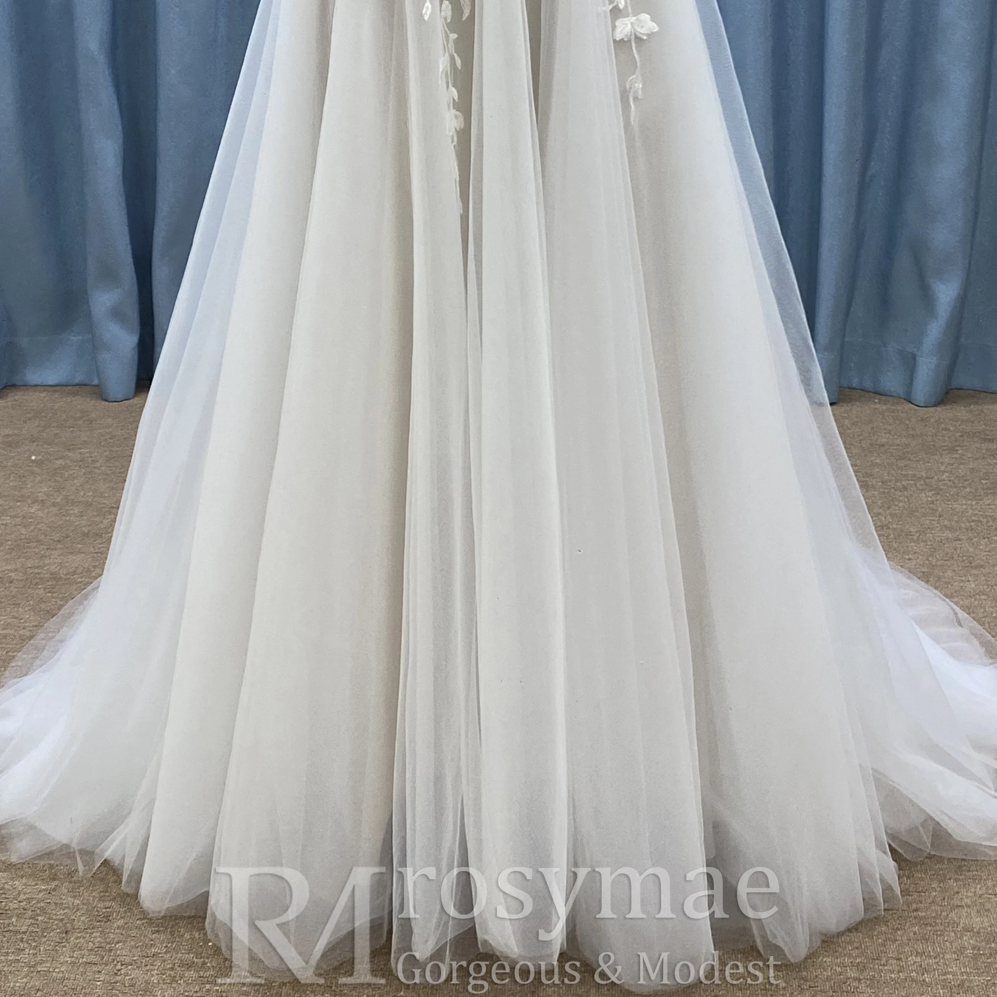 Rosymae dames klassieke a-lijn bloemenkant spaghettibandjes trouwjurk elegante jurk voor bruiden