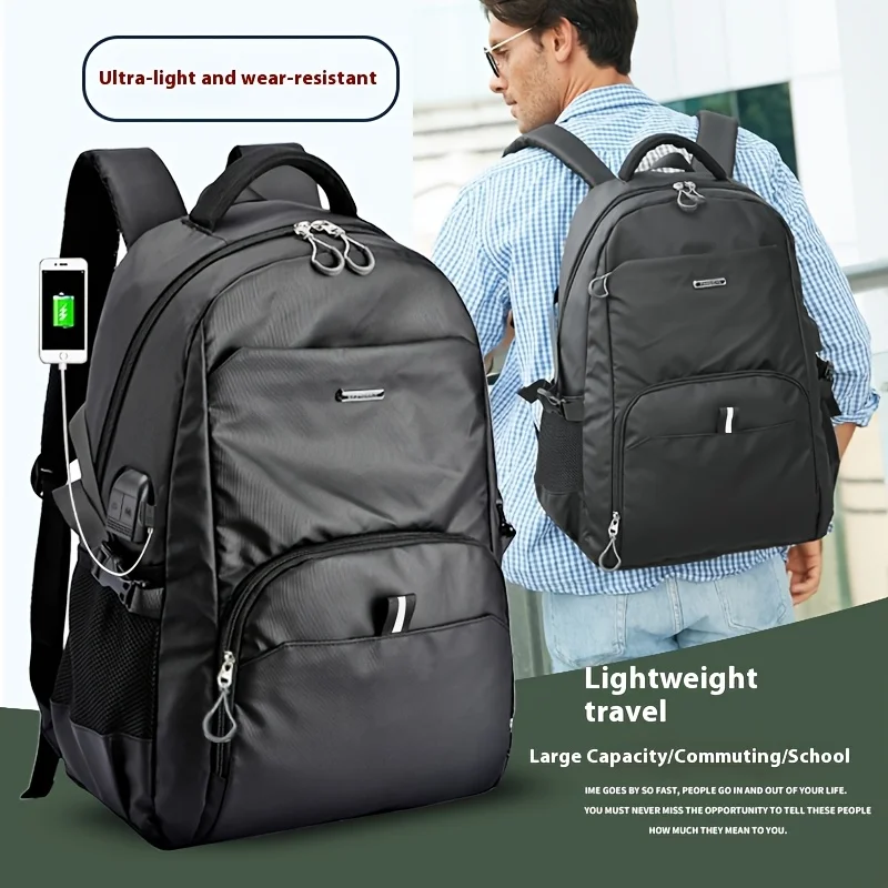 Backpack Backpack Men's Casual Business Computer Bag School Bag Men's Trend Simple Commuting Large Capacity Travel Bag Men's