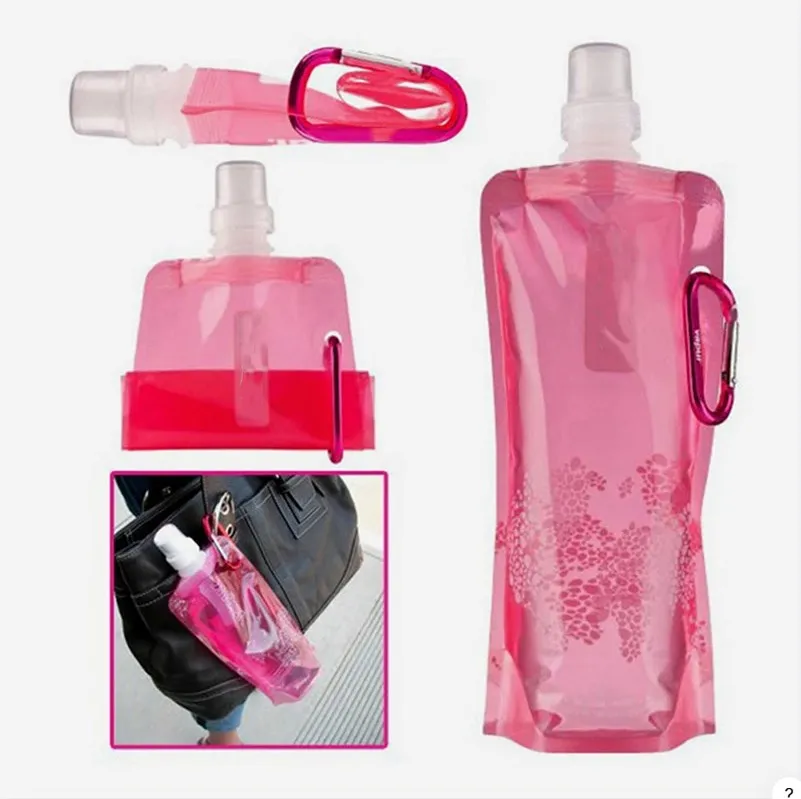 500ML 휴대용 초경량 접이식 실리콘 물병 물주머니 야외 스포츠 용품 하이킹 캠핑 소프트 플라스크 가방 썸네일 4