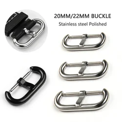 Stainless Steel Buckle 20mm 22mm Watch Band Clasp Metal Button Leather Silicone Strap Buckles Accessories Polished Black Silver