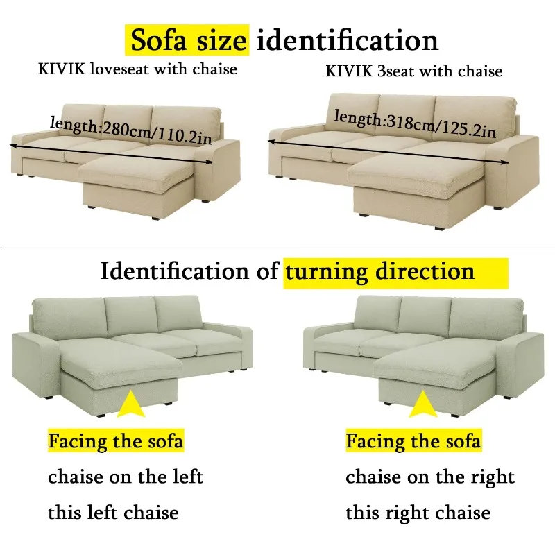 L Shaped Sectional Sofa Slipcover, 2/3/4 Seat Corner Chaise Sofa Protective Cover for Living Room