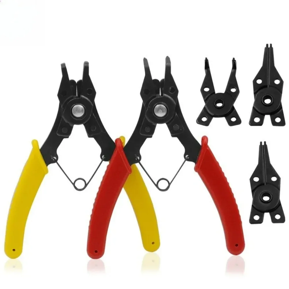 Multifunction 4-in-1 Snap Ring/Circlip Pliers, Interchangeable Heads & Crimping Tool for Repair