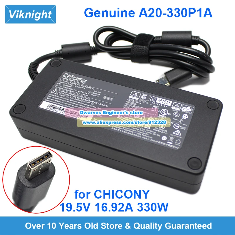 New Genuine Chicony A20-330P1A Ac Power Adapter 19.5V 16.92A A330A018P For MSI RAIDER GE76-12UHS 330W Gaming Laptop Charger