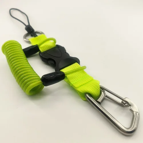 Imagen 1 del producto Cordón de buceo de seguridad, cuerda en espiral con hebilla de liberación rápida, bobina de resorte de acero inoxidable para buceo, surf, natación