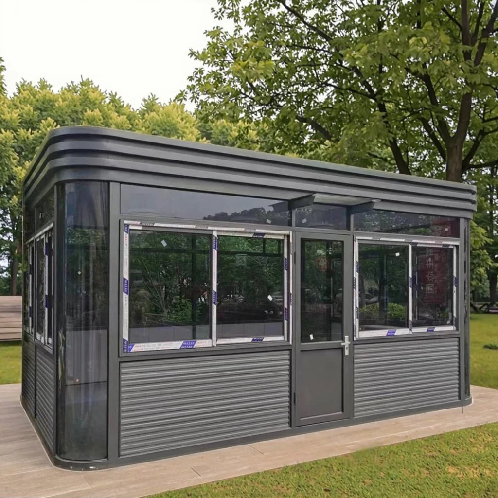 Durable Steel Guard Booth - Curved Movable Prefabricated Guard Room, Outdoor Communication Room Guard Booth, 1 Year Warranty