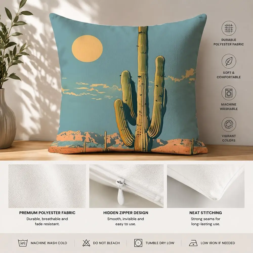 Cactus Cartoon Plant Cushion Cover 40x40cm Square Decorative Sofa Cushion Cover Bedroom Living Room Home Decor Gift