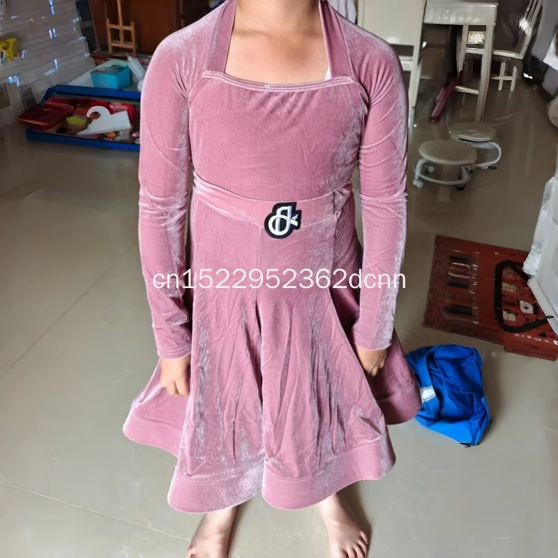 قواعد الرقص اللاتينية بلاكبول ملابس المنافسة المخملية للفتيات عالية الجودة ملابس أداء امتحان الرقص للأطفال 110-180 سنتيمتر