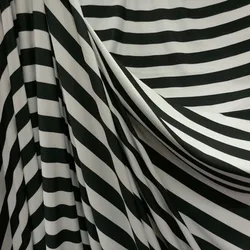 DIY Clothing Fabrics Such As Milk Silk Contrasting Black and White Striped Printed Fabric Dresses Long Skirts Shirts Etc