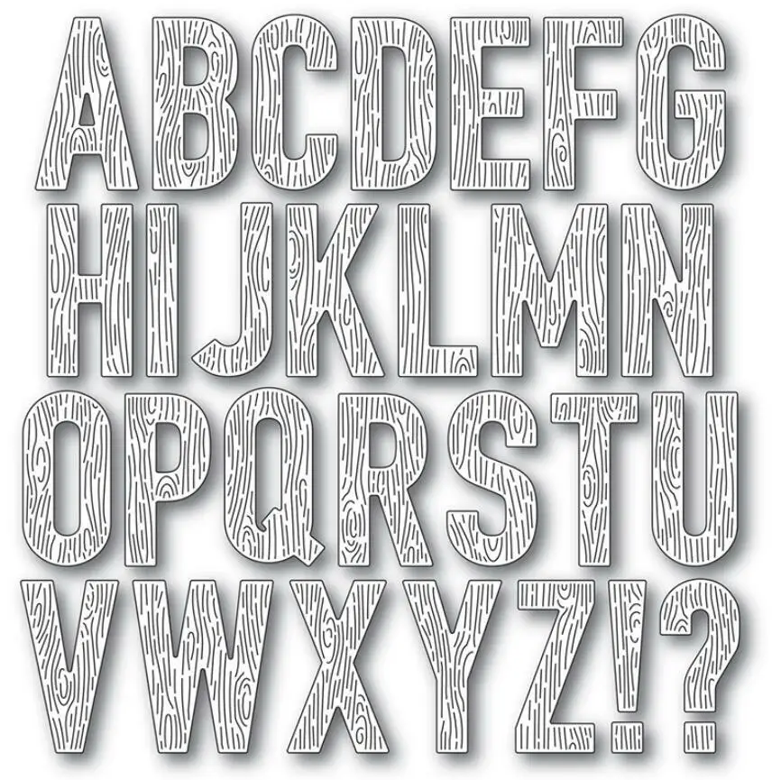 Wood Grain English Alphabet Metal Cutting Dies Stencils For DIY Scrapbooking Decorative Embossing Handcraft Template