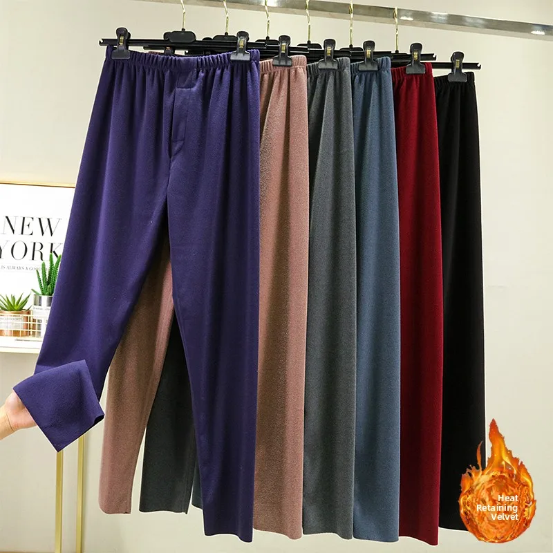 

Men's Self-Heating Fce Lined Thiened Winter Thermal Pants High Waist Long Trousers Warm Comfortable Breathable Cotton Pants